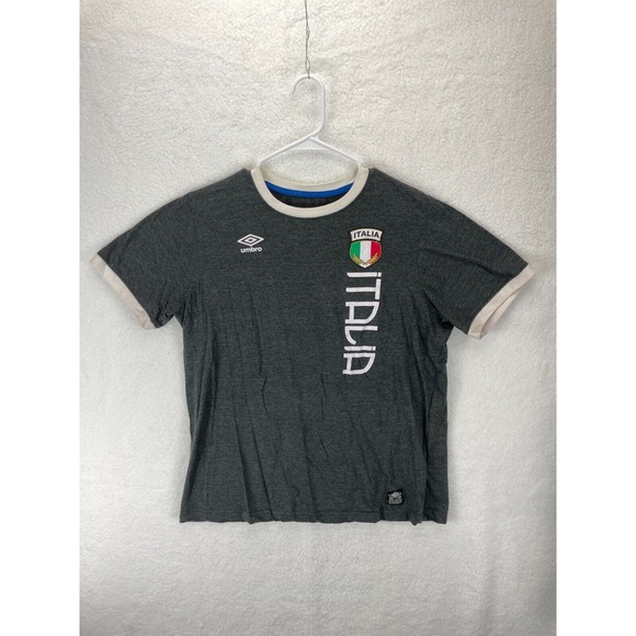Umbro Italia Soccer T-Shirt Youth Large Gray Short‎ Sleeve Logo - Picture 1 of 11